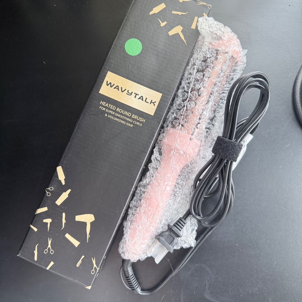 Wavytalk Heated Round Brush Thermal Styler Pink Ionic Volumizing Iron NIB Tested